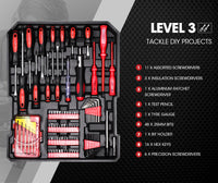 BULLET 925PC Tool Box On Wheels Kit Trolley Mobile Handle Set Toolbox Storage - ElectronX Plus