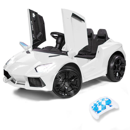 ROVO KIDS Lamborghini Inspired Ride-On Car, Remote Control, Battery Charger, White - ElectronX Plus