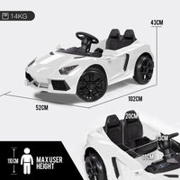 ROVO KIDS Lamborghini Inspired Ride-On Car, Remote Control, Battery Charger, White - ElectronX Plus