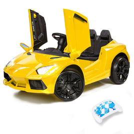 ROVO KIDS Lamborghini Inspired Ride-On Car, Remote Control, Battery Charger, Yellow - ElectronX Plus