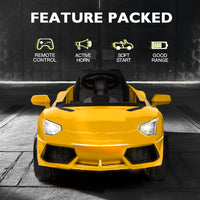 ROVO KIDS Lamborghini Inspired Ride-On Car, Remote Control, Battery Charger, Yellow - ElectronX Plus