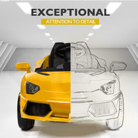 ROVO KIDS Lamborghini Inspired Ride-On Car, Remote Control, Battery Charger, Yellow - ElectronX Plus