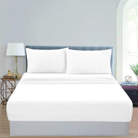 GOMINIMO 4 Pcs Bed Sheet Set 2000 Thread Count Ultra Soft Microfiber - King (White) GO-BS-107-XS - ElectronX Plus