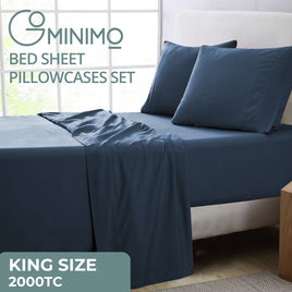 GOMINIMO 4 Pcs Bed Sheet Set 2000 Thread Count Ultra Soft Microfiber - King (Royal Blue) GO-BS-108-XS - ElectronX Plus