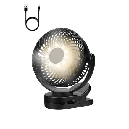 GOMINIMO 10000mAh Rechargeable Clip on Fan with Hook and LED Light GO-CF-100-YJE - ElectronX Plus