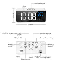 GOMINIMO Digital Clock Mirrored White GO-CK-101-FKT - ElectronX Plus