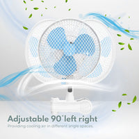 GOMINIMO Portable Oscillating Clip Fan With 2 Speed (White+Blue)GO-CF-102-YZ - ElectronX Plus