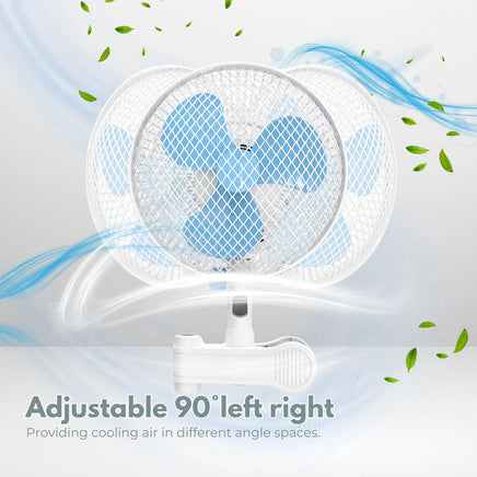 GOMINIMO Portable Oscillating Clip Fan With 2 Speed (White+Blue)GO-CF-102-YZ - ElectronX Plus