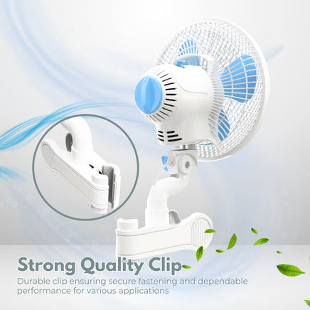 GOMINIMO Portable Oscillating Clip Fan With 2 Speed (White+Blue)GO-CF-102-YZ - ElectronX Plus