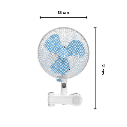 GOMINIMO Portable Oscillating Clip Fan With 2 Speed (White+Blue)GO-CF-102-YZ - ElectronX Plus