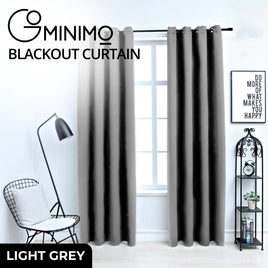 GOMINIMO Blackout Window Curtains for Thermal Insulated Room (Set of 2, W132cm x D160cm, Light Grey) - ElectronX Plus