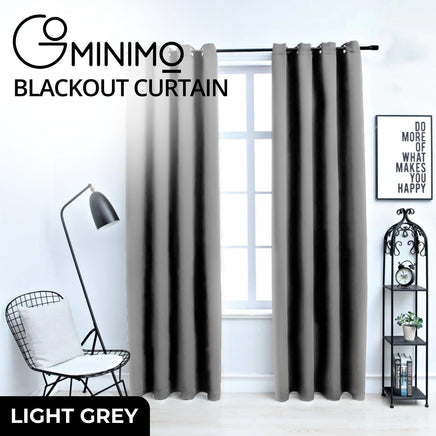 GOMINIMO Blackout Window Curtains for Thermal Insulated Room (Set of 2, W132cm x D213cm, Light Grey) - ElectronX Plus