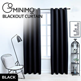 GOMINIMO Blackout Window Curtains for Thermal Insulated Room (Set of 2, W132cm x D243cm, Black) - ElectronX Plus