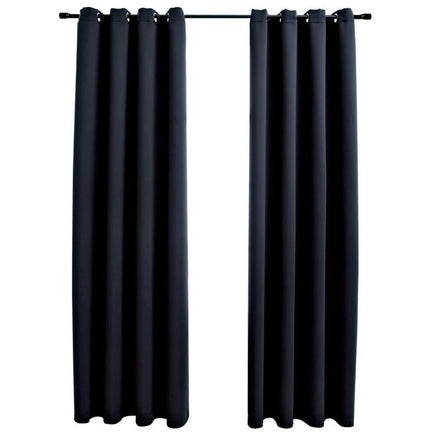 GOMINIMO Blackout Window Curtains for Thermal Insulated Room (Set of 2, W132cm x D243cm, Black) - ElectronX Plus