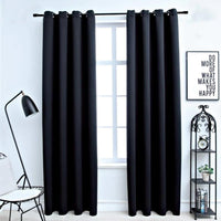 GOMINIMO Blackout Window Curtains for Thermal Insulated Room (Set of 2, W132cm x D243cm, Black) - ElectronX Plus