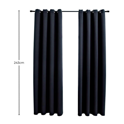 GOMINIMO Blackout Window Curtains for Thermal Insulated Room (Set of 2, W132cm x D243cm, Black) - ElectronX Plus