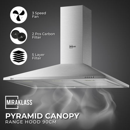 MIRAKLASS Pyramid Rangehood 90cm MK-RH-0690S-TD - ElectronX Plus