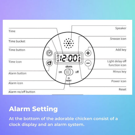 Muid Wake Up Chicken Night Lamp Alarm Clock White HM--104-MUID - ElectronX Plus