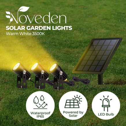 NOVEDEN Solar Garden Lights with 3 Set LED Spotlights (Warm White) - ElectronX Plus