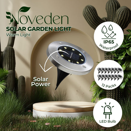 NOVEDEN 12 Pack Waterproof Solar LED Light (Warm) - ElectronX Plus