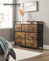 SONGMICS Dresser for Bedroom Chest of Drawers Rustic Brown and Black LTS137B01 - ElectronX Plus