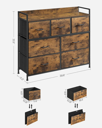 SONGMICS Dresser for Bedroom Chest of Drawers Rustic Brown and Black LTS137B01 - ElectronX Plus