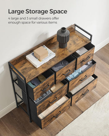 SONGMICS Dresser for Bedroom Chest of Drawers Rustic Brown and Black LTS137B01 - ElectronX Plus