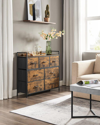 SONGMICS Dresser for Bedroom Chest of Drawers Rustic Brown and Black LTS137B01 - ElectronX Plus