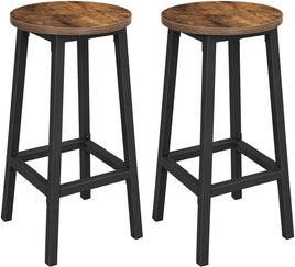 VASAGLE Bar Stools Set of 2 Bar Chairs Kitchen Chairs with Sturdy Steel Frame Height Round Easy Assembly Industrial Style Vintage Brown Black LBC32X - ElectronX Plus