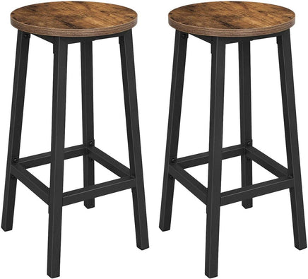 VASAGLE Bar Stools Set of 2 Bar Chairs Kitchen Chairs with Sturdy Steel Frame Height Round Easy Assembly Industrial Style Vintage Brown Black LBC32X - ElectronX Plus