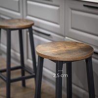 VASAGLE Bar Stools Set of 2 Bar Chairs Kitchen Chairs with Sturdy Steel Frame Height Round Easy Assembly Industrial Style Vintage Brown Black LBC32X - ElectronX Plus