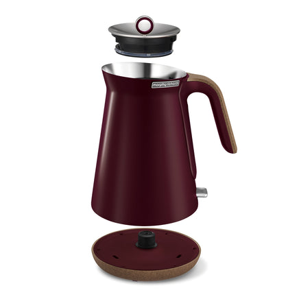 Morphy Richards 1.5L Aspect Kettle - Maroon with Cork-Effect Trim - ElectronX Plus