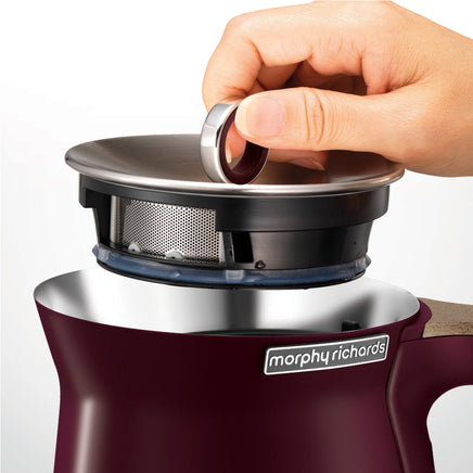 Morphy Richards 1.5L Aspect Kettle - Maroon with Cork-Effect Trim - ElectronX Plus