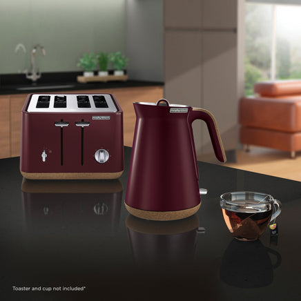 Morphy Richards 1.5L Aspect Kettle - Maroon with Cork-Effect Trim - ElectronX Plus