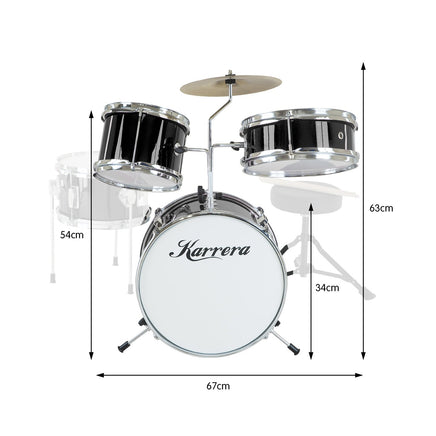 Karrera Children's 4pc Drum Kit - Black - ElectronX Plus