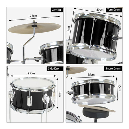 Karrera Children's 4pc Drum Kit - Black - ElectronX Plus