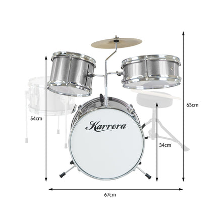 Karrera Childrens 4pc Drum Kit - Silver - ElectronX Plus