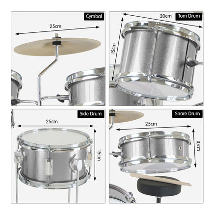 Karrera Childrens 4pc Drum Kit - Silver - ElectronX Plus