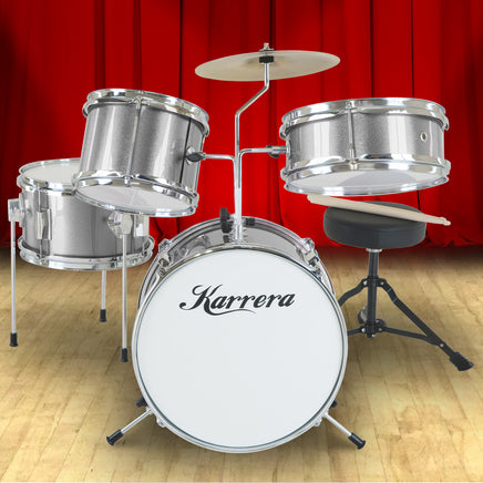 Karrera Childrens 4pc Drum Kit - Silver - ElectronX Plus