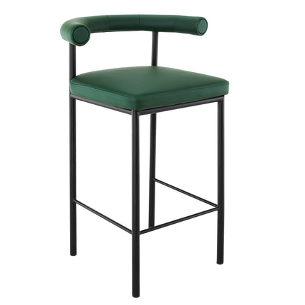 Sarantino Cedric Bar Stool W/ High-density Foam Upholstered In Pu Leather Sturdy Iron Frame Green - ElectronX Plus