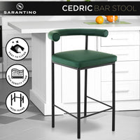 Sarantino Cedric Bar Stool W/ High-density Foam Upholstered In Pu Leather Sturdy Iron Frame Green - ElectronX Plus