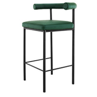 Sarantino Cedric Bar Stool W/ High-density Foam Upholstered In Pu Leather Sturdy Iron Frame Green - ElectronX Plus