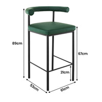 Sarantino Cedric Bar Stool W/ High-density Foam Upholstered In Pu Leather Sturdy Iron Frame Green - ElectronX Plus