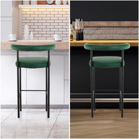 Sarantino Cedric Bar Stool W/ High-density Foam Upholstered In Pu Leather Sturdy Iron Frame Green - ElectronX Plus