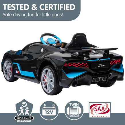 Kahuna Licensed Bugatti Divo Kids Electric Ride On Car - Black - ElectronX Plus