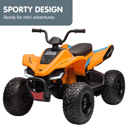 Kahuna Licensed MCL35 McLaren Kids Toy Ride On Electric Quad Bike - Orange - ElectronX Plus