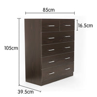 Sarantino Tallboy Dresser 6 Chest Of Drawers Cabinet 85 X 39.5 X 105 - Brown - ElectronX Plus