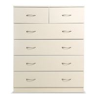 Sarantino Tallboy Dresser 6 Chest Of Drawers Cabinet 85 X 39.5 X 105 - White - ElectronX Plus