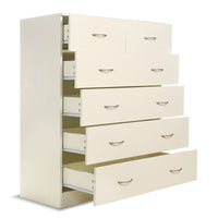 Sarantino Tallboy Dresser 6 Chest Of Drawers Cabinet 85 X 39.5 X 105 - White - ElectronX Plus