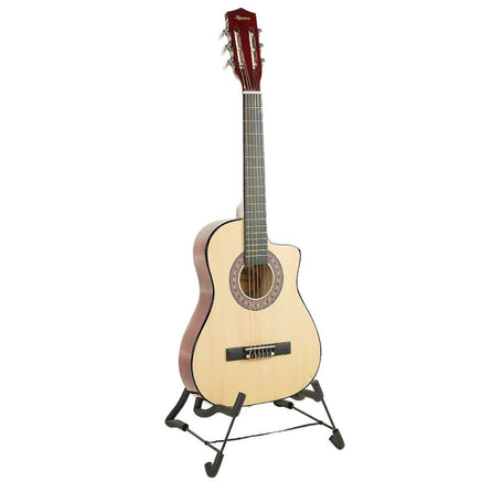 Karrera 38in Cutaway Acoustic Guitar with guitar bag - Natural - ElectronX Plus